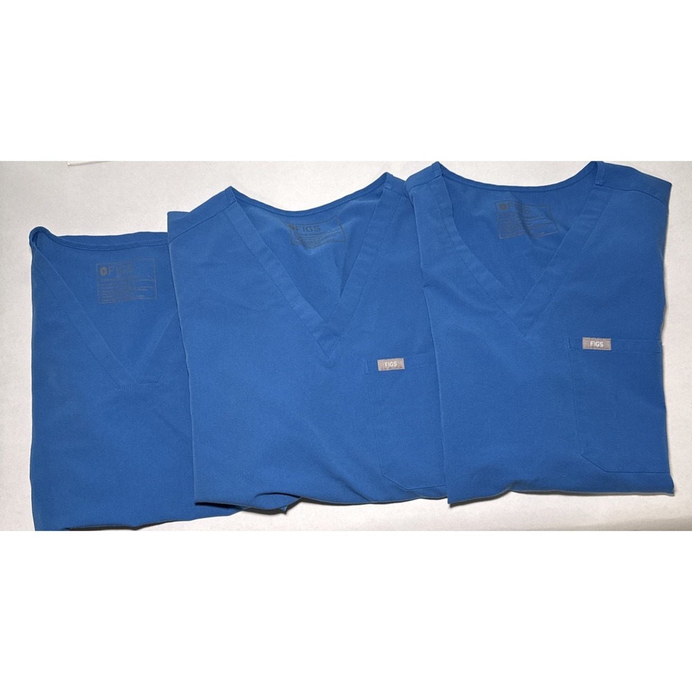 FIGS‎ Technical Collection Scrub Top Bundle Large Royal blue Set of 3 Nurse
